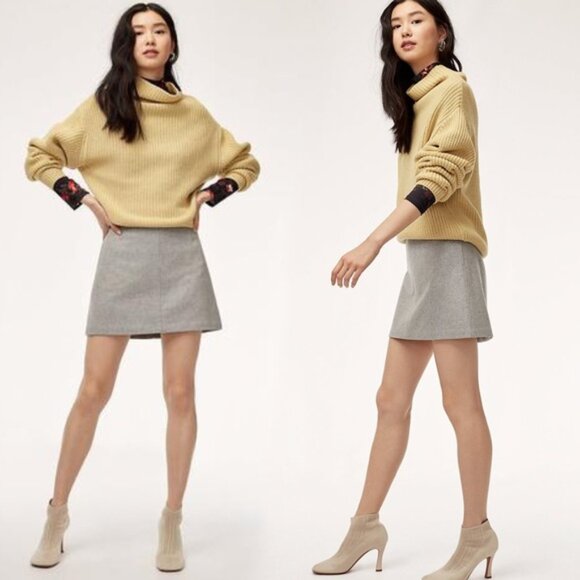 Aritzia Wilfred Essonne Wool Cashmere Mini Skirt Light Grey Size 4 - Picture 2 of 9